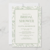 French Sage Green Ivory Photo Bridal Shower Kaart (Voorkant)