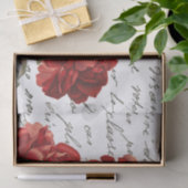 French Script Red Rose Floral Vintage Tissuepapier (Geschenk)