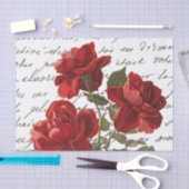 French Script Red Rose Floral Vintage Tissuepapier (Craft)
