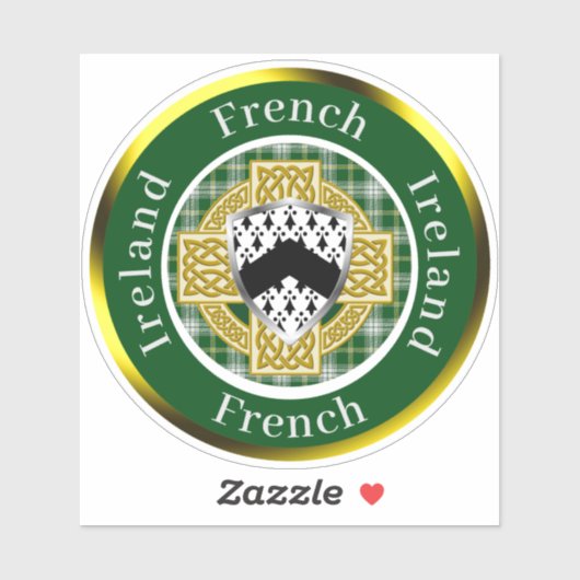 French Shield & Celtic Cross gepersonaliseerd Sticker (Vel)
