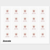 French Sophisticated Gold & Dark Red Snowflake Vierkante Sticker (Vel)