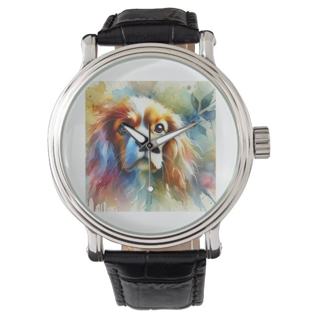 French Spaniel 200824AREF142 - Watercolor Horloge (Voorkant)