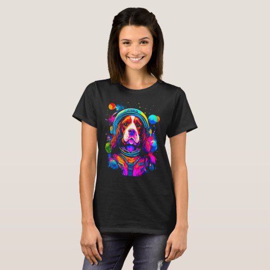 French Spaniel Dog Space Science T-shirt (Voorkant volledig)