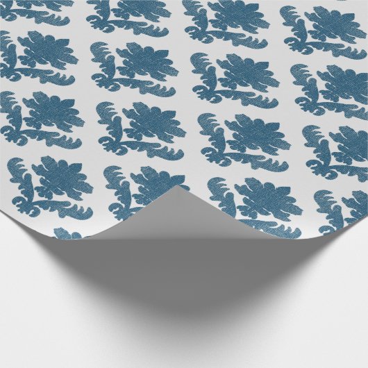 French Tapestry Blue and White Cadeaupapier (Hoek)