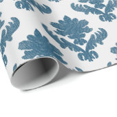 French Tapestry Blue and White Cadeaupapier (Rol Hoek)