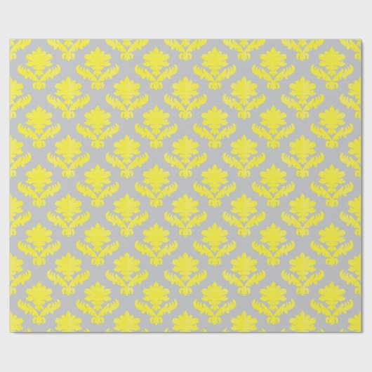 French Tapestry Bright Yellow and Gray Cadeaupapier (Vlak)