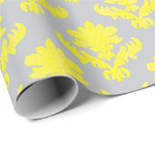 French Tapestry Bright Yellow and Gray Cadeaupapier (Rol Hoek)