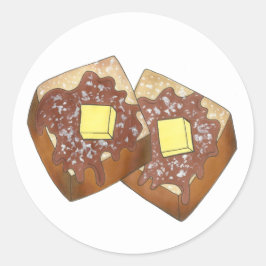 French Toast Butter en Syrup Diner Breakfast Food Ronde Sticker