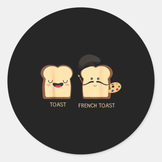 French Toast Funny Pun Novelty Ronde Sticker (Voorkant)