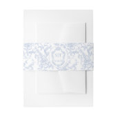 French Toile Blue Floral Chinoiserie Monogram Uitnodigingen Wikkel (Voorkant Voorbeeld)