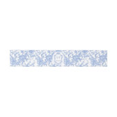 French Toile Blue Floral Chinoiserie Monogram Uitnodigingen Wikkel (Vlak)