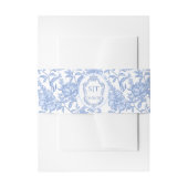 French Toile Blue Floral Chinoiserie Monogram Uitnodigingen Wikkel (Voorkant Voorbeeld)