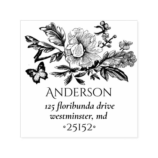 French Toile Bouquet Sketch Zelfinktende Stempel (Design)