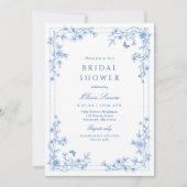 French Toile Chinoiserie Blue White Bridal Shower Kaart (Voorkant)