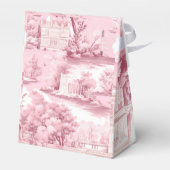 French Toile Coquette Roze Strik Bruiloft  Bedankdoosjes (Achterkant)