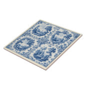 French Toile De Juoy Pastoral Rustic Country Blue Tegeltje (Zijkant)