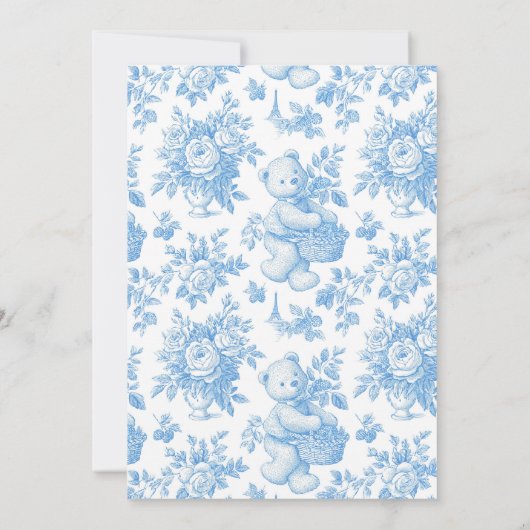 French Toile Floral Beer Baby shower Kaart (Achterkant)