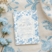 French Toile Floral Beer Baby shower Kaart