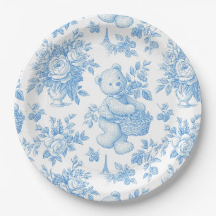 French Toile Floral Beer Baby shower Papieren Bordje