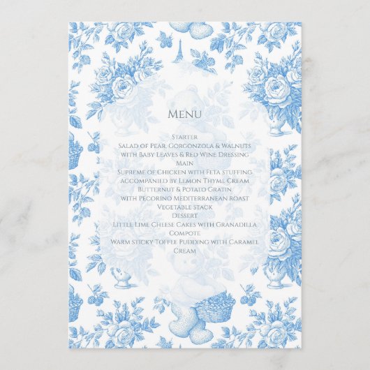 French Toile Floral Beer Menu (Voorkant)