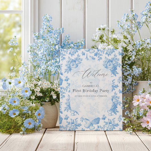 French Toile Floral Beer Welkom aan boord Poster