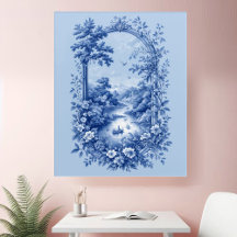 French Toile Landscape Acrylic Wall Art Vintage