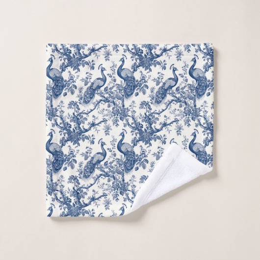 French Toile Peacock Pattern Bad Handdoek (Wasdoekje)