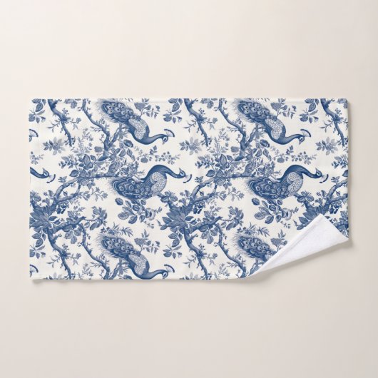 French Toile Peacock Pattern Bad Handdoek (Handdoek)