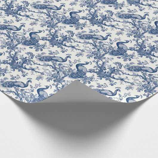 French Toile Peacock Pattern Cadeaupapier (Hoek)