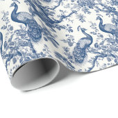 French Toile Peacock Pattern Cadeaupapier (Rol Hoek)