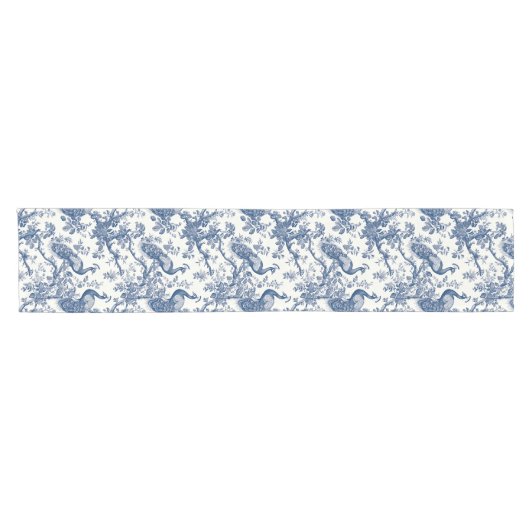 French Toile Peacock Pattern Korte Tafelloper (Horizontaal)