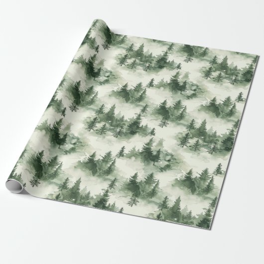 French Toile Trees Pattern Cadeaupapier (Uitgerold)
