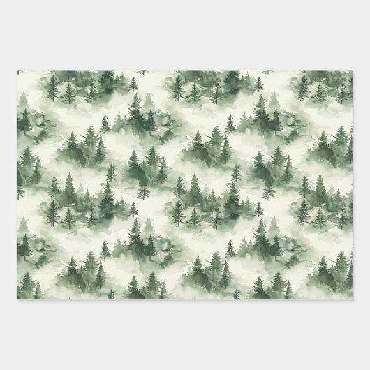 French Toile Trees Pattern Inpakpapier Vel (Voorkant 3)