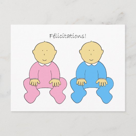French Twins Boy and Girl Briefkaart (Voorkant)