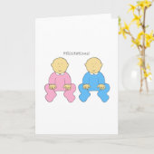 French Twins Boy and Girl Kaart (Gele Bloem)