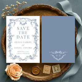 French Victorian Dusty Blue Wedding Save the Date