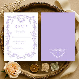 French Victorian Purple Lilac Wedding RSVP  Kaartje