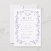 French Victorian Purple Lilac Wedding RSVP Meal (Voorkant)