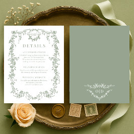 French Victorian Sage Green Wedding Details Kaart