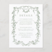 French Victorian Sage Green Wedding Details Kaart (Voorkant)