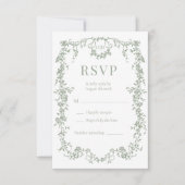 French Victorian Sage Green Wedding RSVP  (Voorkant)
