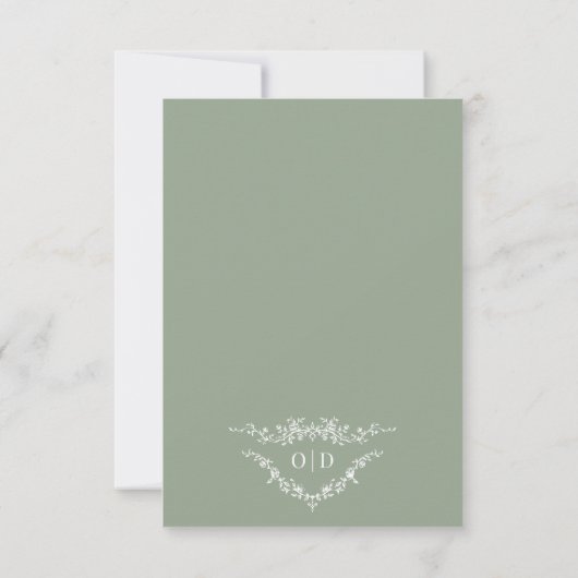 French Victorian Sage Green Wedding RSVP  (Achterkant)