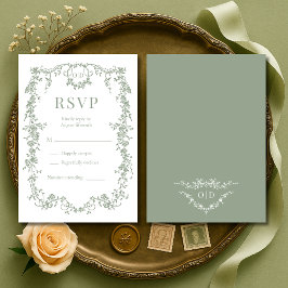 French Victorian Sage Green Wedding RSVP  Kaartje