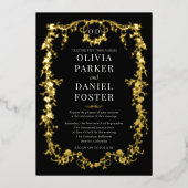 French Victorian Wedding Photo Gold  Folie Uitnodiging (Voorkant)