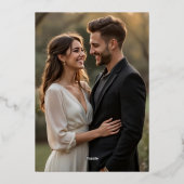 French Victorian Wedding Photo Gold  Folie Uitnodiging (Achterkant)