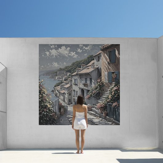 French Village Summer Landscape bij het Zee Poster