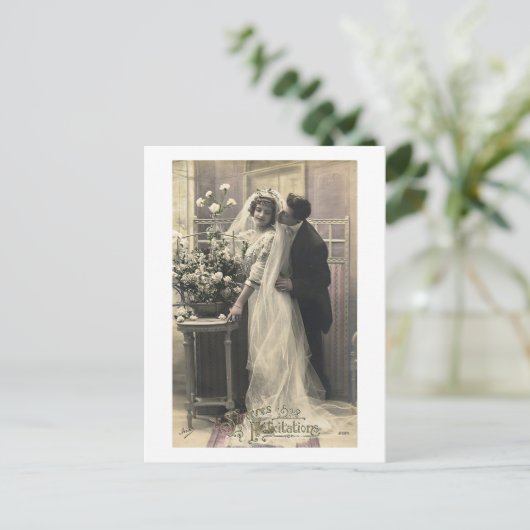 French Vintage Romantic Love Wedding Briefkaart (Staand voorkant)