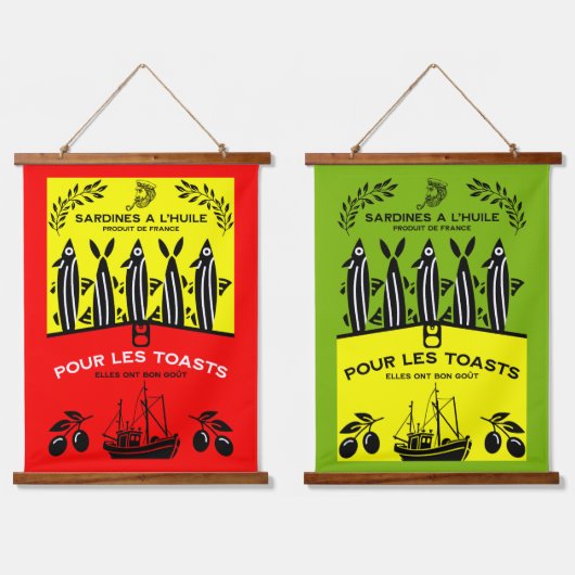 French Vintage Sardine Kitchen Hangend Wandkleed (Dubbel)
