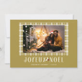French White Gold Tartan Joyeux Noël Custom Photo Feestdagenkaart (Voorkant)