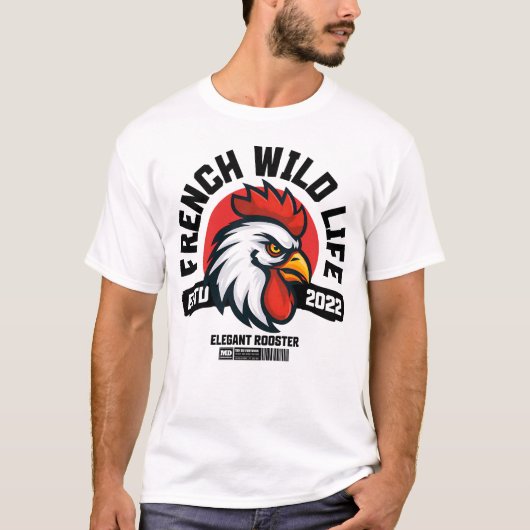 French Wild Life – Eleganter Hahn T-shirt (Voorkant)